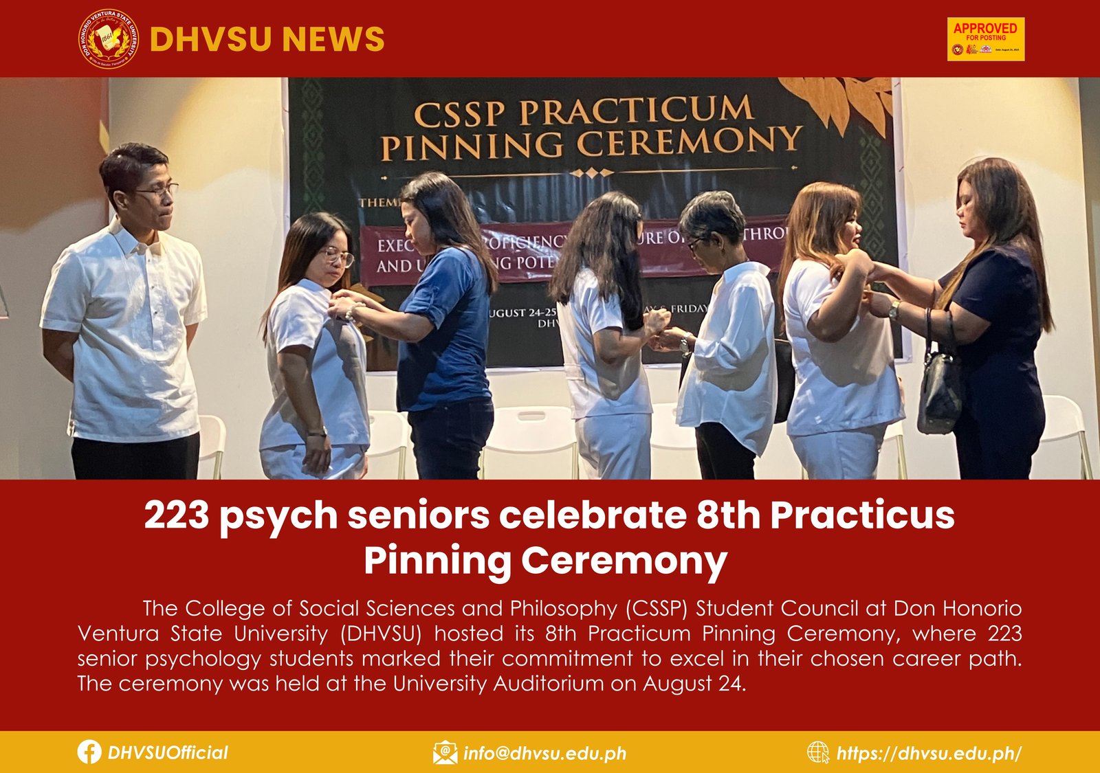 08242023   223 psych seniors celebrate 8th Practicus Pinning Ceremony 1   Information DHVSU