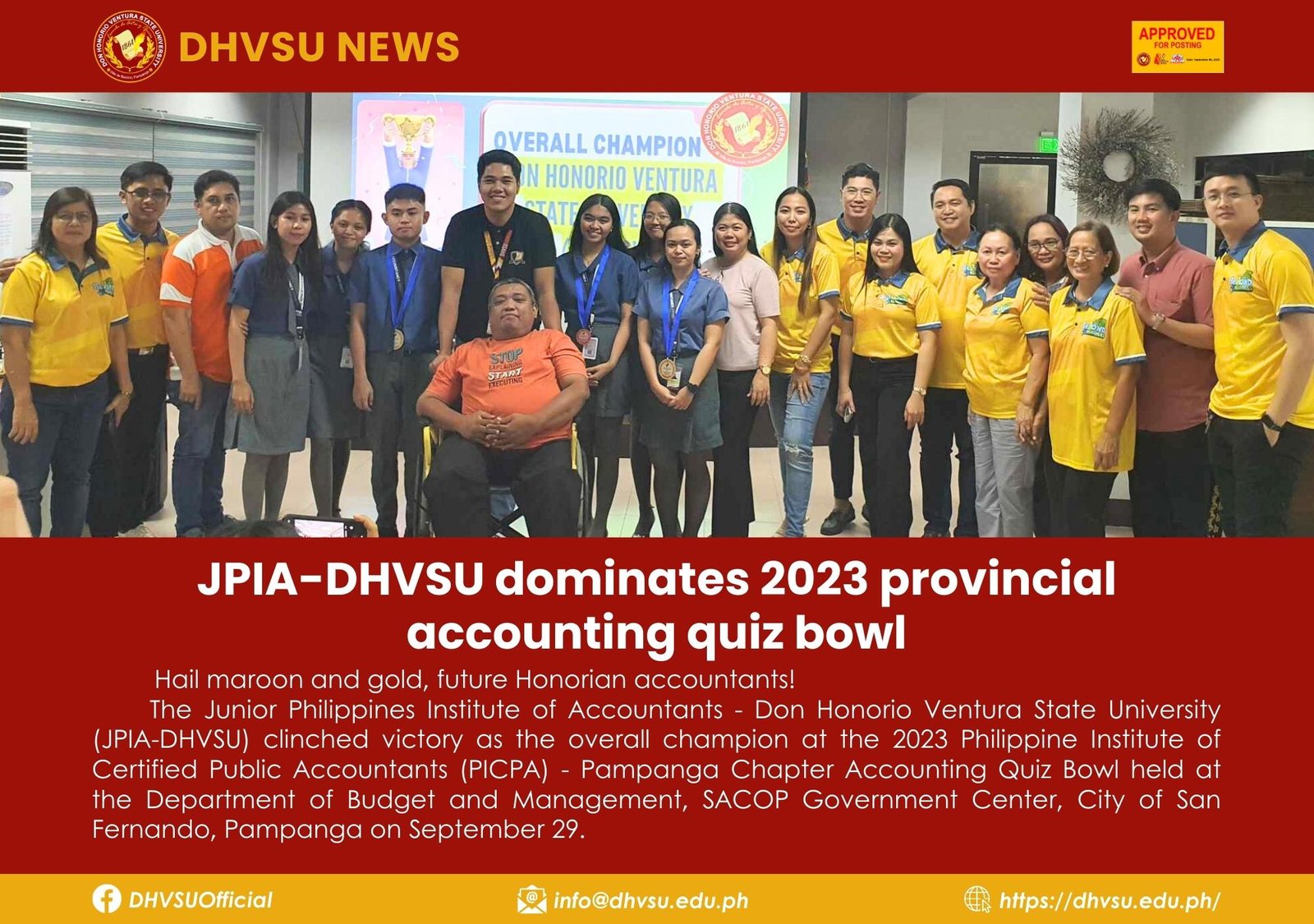 09292023   JPIA DHVSU dominates 2023 provincial accounting quiz bowl 1   Information DHVSU