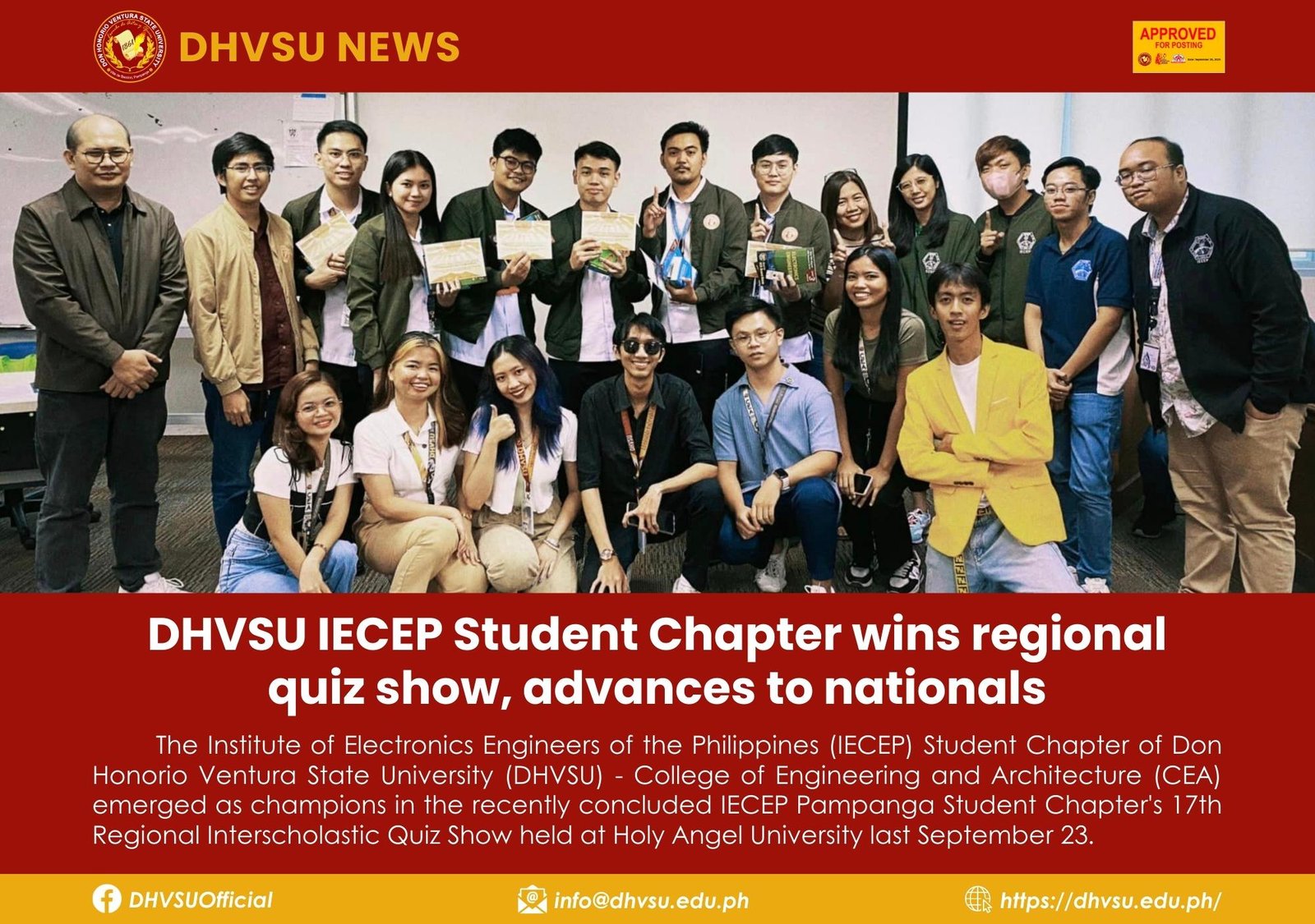 09262023   DHVSU IECEP Student Chapter wins regional quiz show advances to nationals 1   Information DHVSU