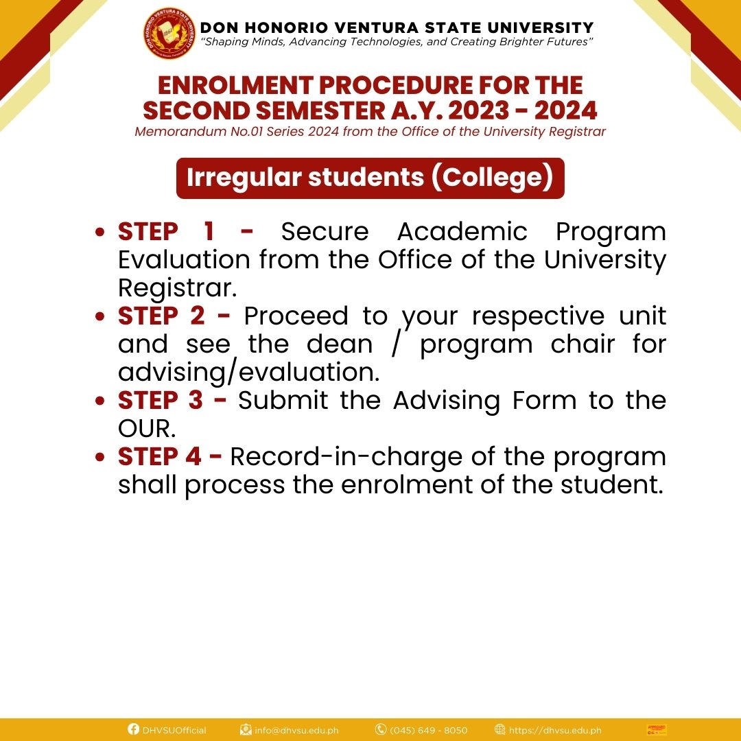 01052024   Enrolment Schedule and Procedure for the Second Semester A.Y. 2023   2024 4   Information DHVSU