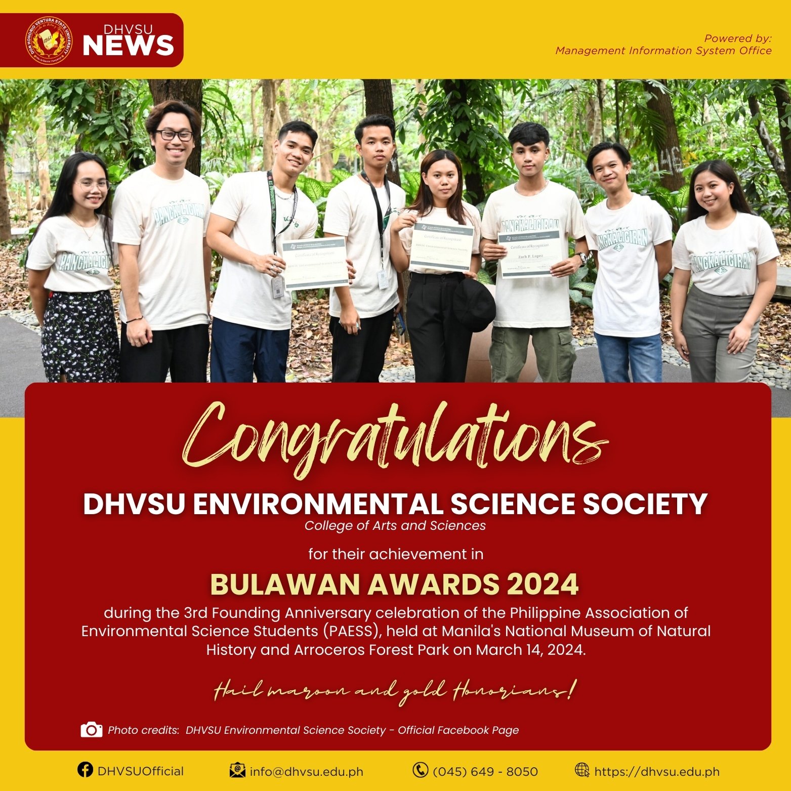 04012024   DHVSU ESSOC triumphs overall 2nd runner up in Bulawan Awards 24   Information DHVSU1