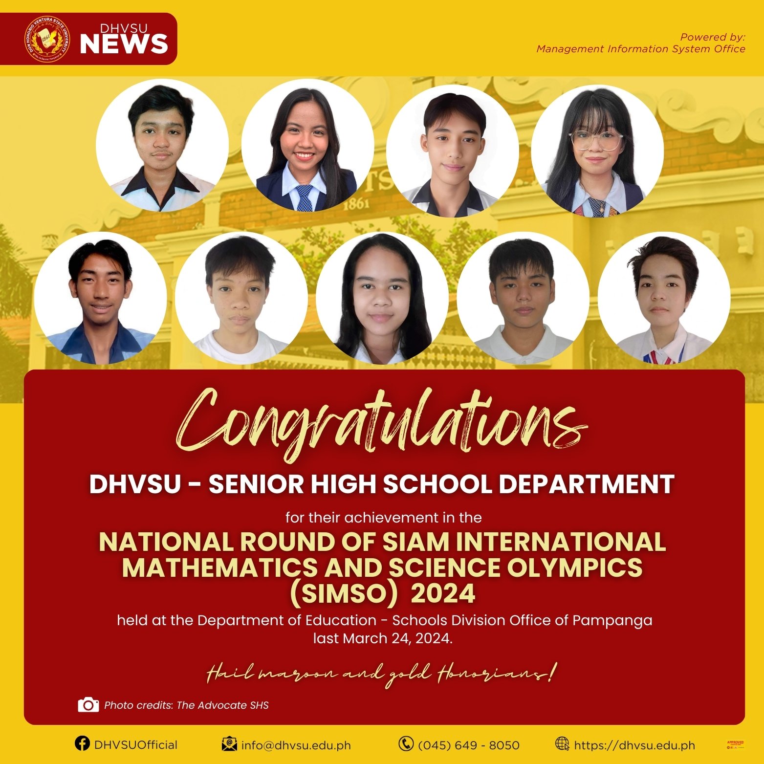 04172024   DHVSU SHS excels at SIMSO 2024 reaps multiple medals   Information DHVSU