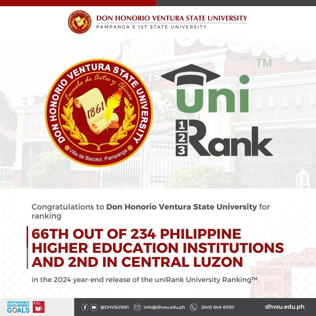 12122024   DHVSU climbs to 2nd spot among top univs colleges in Central Luzon NEWS   Information DHVSU