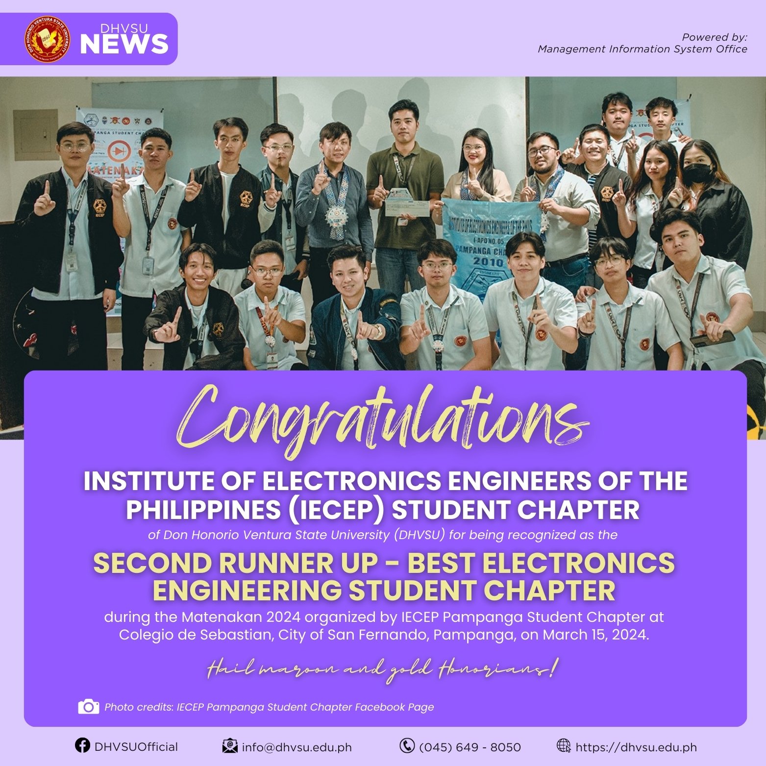 03182024   IECEP of DHVSU emerges as 2nd runner up best student chapter   Information DHVSU