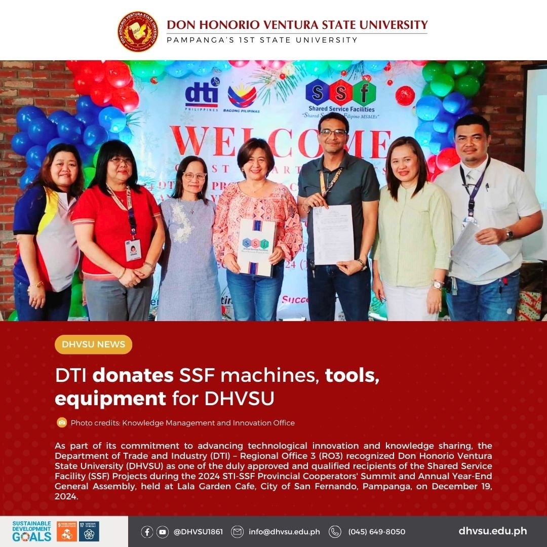 01062025   DTI donates SSF machines tools equipment to DHVSU   Samantha F. Batalla