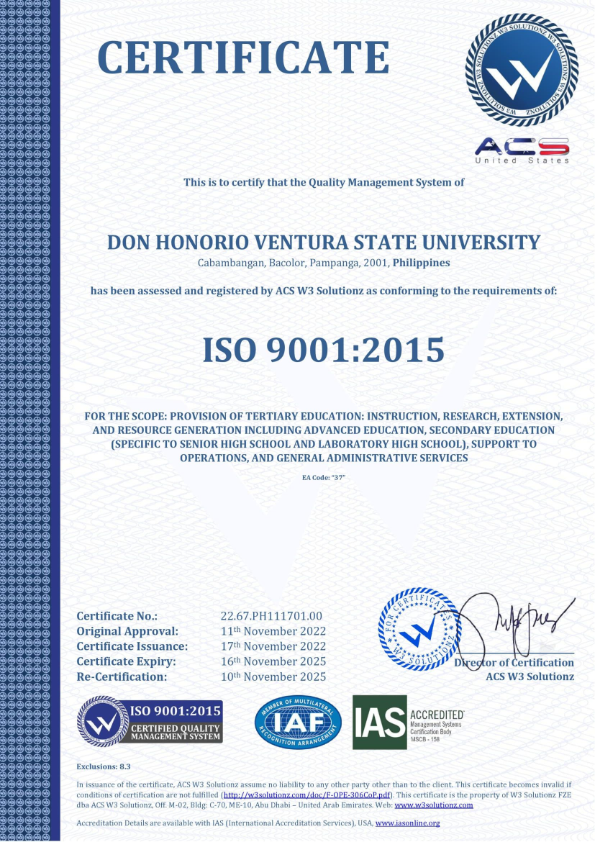 ISO Certificate    Bacolor Campus 001